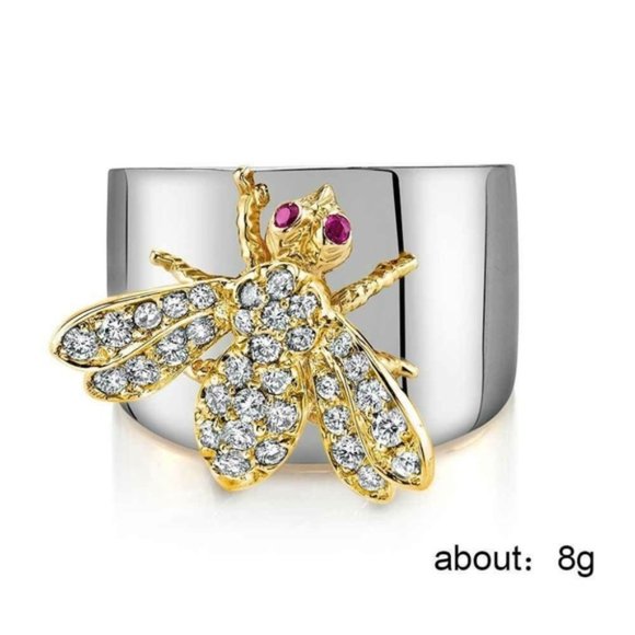 Bee 925 Silver White Sapphire Ring New - Picture 3 of 3